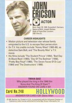 1991 Starline Hollywood Walk of Fame #246 John Ericson Back