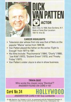 1991 Starline Hollywood Walk of Fame #34 Dick Van Patten Back