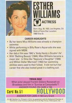 1991 Starline Hollywood Walk of Fame #51 Esther Williams Back