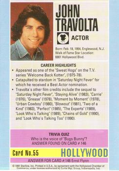 1991 Starline Hollywood Walk of Fame #55 John Travolta Back