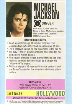1991 Starline Hollywood Walk of Fame #56 Michael Jackson Back