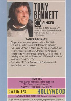 1991 Starline Hollywood Walk of Fame #128 Tony Bennett Back