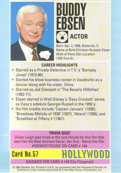 1991 Starline Hollywood Walk of Fame #57 Buddy Ebsen Back