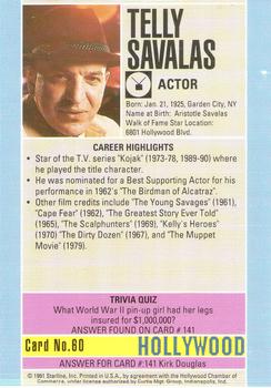 1991 Starline Hollywood Walk of Fame #60 Telly Savalas Back