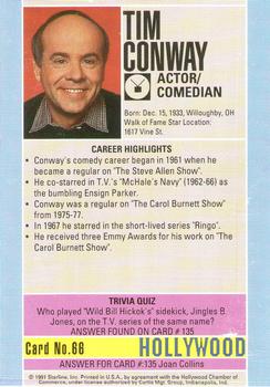 1991 Starline Hollywood Walk of Fame #66 Tim Conway Back