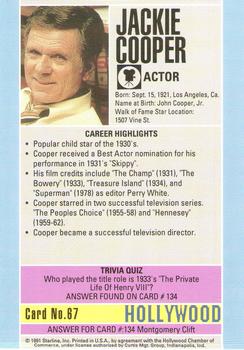 1991 Starline Hollywood Walk of Fame #67 Jackie Cooper Back