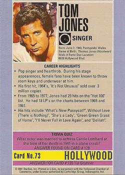 1991 Starline Hollywood Walk of Fame #73 Tom Jones Back