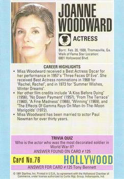 1991 Starline Hollywood Walk of Fame #76 Joanne Woodward Back