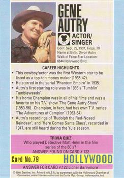 1991 Starline Hollywood Walk of Fame #79 Gene Autry Back