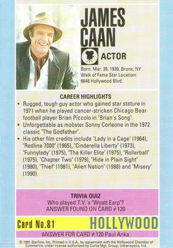 1991 Starline Hollywood Walk of Fame #81 James Caan Back
