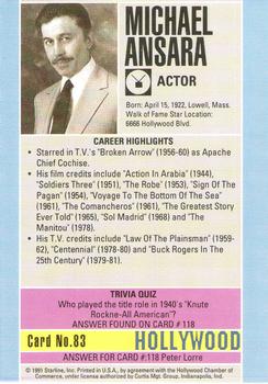 1991 Starline Hollywood Walk of Fame #83 Michael Ansara Back