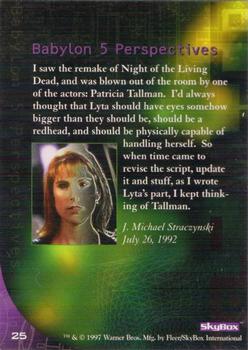 1997 SkyBox Babylon 5 Special Edition #25 Lyta in Mind Back