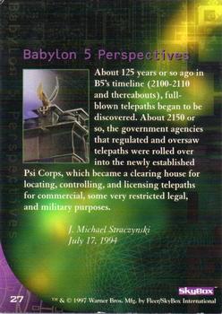 1997 SkyBox Babylon 5 Special Edition #27 Psi Corps Back