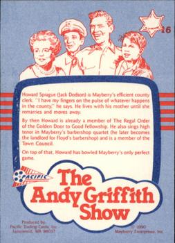 1990 Pacific The Andy Griffith Show Series 1 #16 Howard Sprague Back