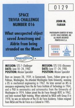 1990-92 Space Ventures Space Shots #0129 John M. Fabian Back