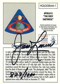 1990-92 Space Ventures Space Shots #HOLOGRAM-1 Apollo 8 The First Earthrise Hologram Back