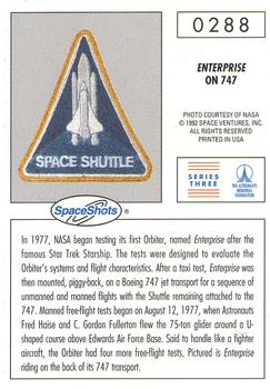 1990-92 Space Ventures Space Shots #0288 Enterprise on 747 Back
