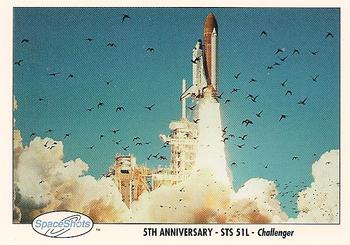 1990-92 Space Ventures Space Shots #0155 5th Anniversary - STS 51L - Challenger Front