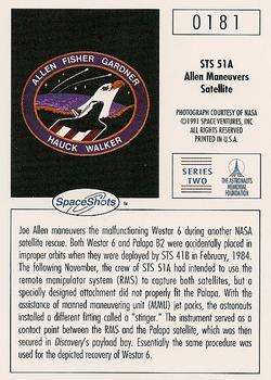 1990-92 Space Ventures Space Shots #0181 STS 51A - Allen Maneuvers Satellite Back