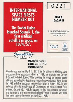 1990-92 Space Ventures Space Shots #0221 Yuri A. Gagarin Back