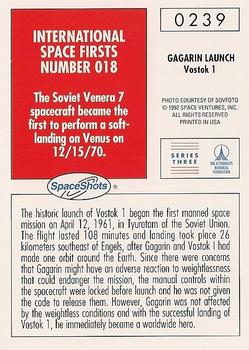 1990-92 Space Ventures Space Shots #0239 Gagarin Launch - Vostok 1 Back
