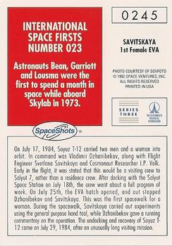 1990-92 Space Ventures Space Shots #0245 Savitskaya - 1st Female EVA Back