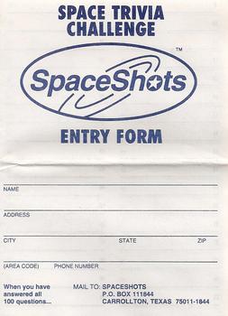 1990-92 Space Ventures Space Shots #NNO Space Trivia Challenge SpaceShots Entry Form Front