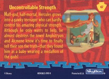1997 Skybox Disney Hercules #6 Uncontrollable Strength Back