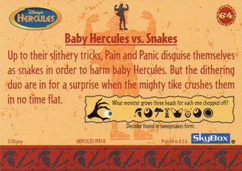 1997 Skybox Disney Hercules #64 Baby Hercules vs. Snakes Back