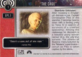 1997 SkyBox Star Trek Original Series 1 #1 EP 1.1   The Cage Back