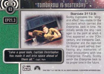 1997 SkyBox Star Trek Original Series 1 #63 EP21.3   Tomorrow Is Yesterday Back