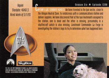 1997 SkyBox Star Trek: The Next Generation Season 6 #574 Aquiel Back
