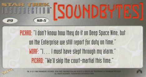 1998 SkyBox Star Trek Insurrection #29 Picard, Worf, Picard Back