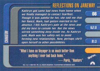 1998 SkyBox Star Trek Voyager Profiles #08 Kathryn Janeway - Reflections - Chakotay Back