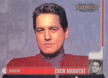 1998 SkyBox Star Trek Voyager Profiles #10 Chakotay - Crew Manifest Front