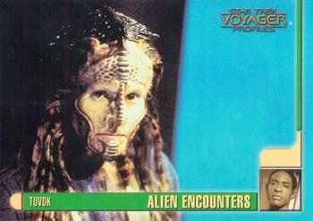 1998 SkyBox Star Trek Voyager Profiles #36 Tuvok - Alien Encounter - Marayna Front