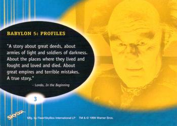 1999 SkyBox Babylon 5: Profiles #3 Babylon 5: Profiles Back