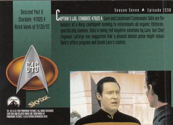 1999 SkyBox Star Trek: The Next Generation Season 7 #646 Descent Part II Back