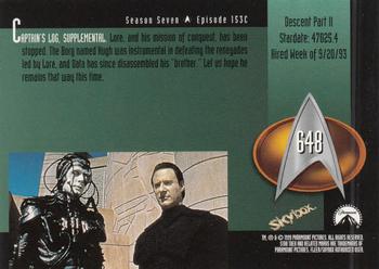 1999 SkyBox Star Trek: The Next Generation Season 7 #648 Descent Part II Back