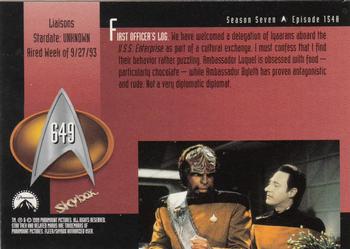 1999 SkyBox Star Trek: The Next Generation Season 7 #649 Liaisons Back