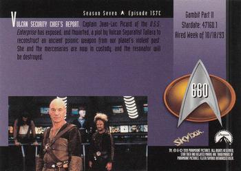 1999 SkyBox Star Trek: The Next Generation Season 7 #660 Gambit Part II Back