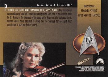 1999 SkyBox Star Trek: The Next Generation Season 7 #675 Inheritance Back