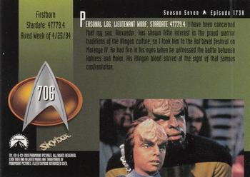 1999 SkyBox Star Trek: The Next Generation Season 7 #706 Firstborn Back