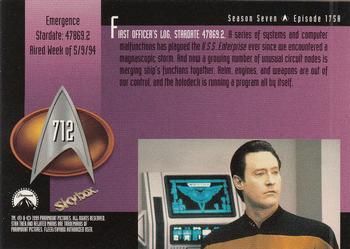 1999 SkyBox Star Trek: The Next Generation Season 7 #712 Emergence Back