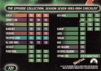 1999 SkyBox Star Trek: The Next Generation Season 7 #721 Season Seven 1993-1994 Back