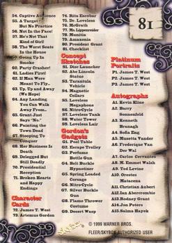 1999 Fleer Wild Wild West the Movie #81 Checklist Back