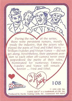 1991 Pacific I Love Lucy #108 Fred and Ethel Back