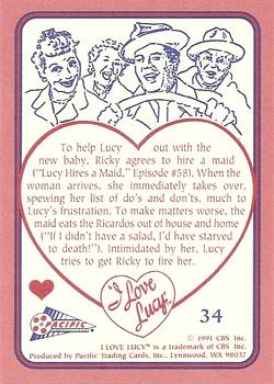 1991 Pacific I Love Lucy #34 Made to Order Back
