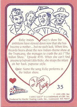 1991 Pacific I Love Lucy #35 Squaw-King Back