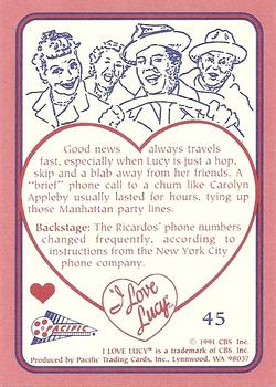 1991 Pacific I Love Lucy #45 Lucy Calling! Back